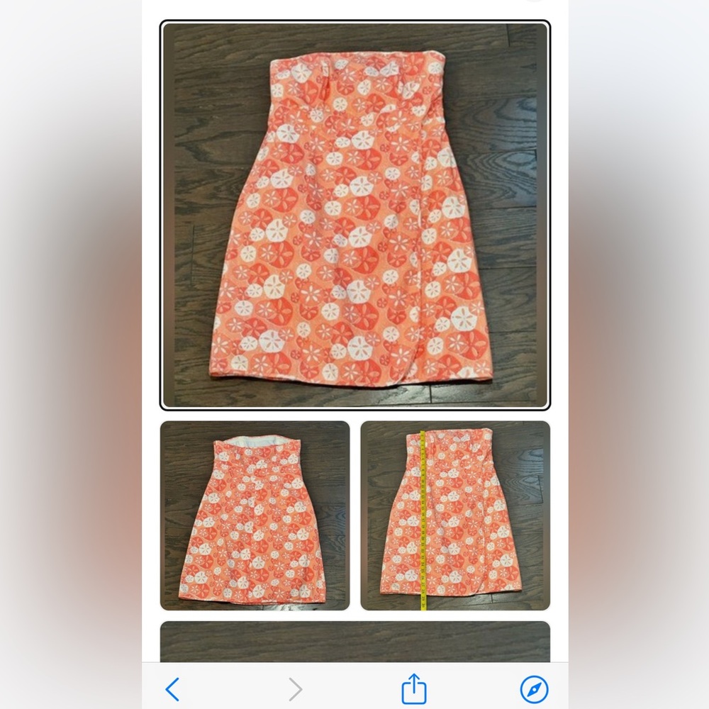 Vineyard Vines Strapless Faux Wrap Sanddollar Print Dress. Shades of Coral 8